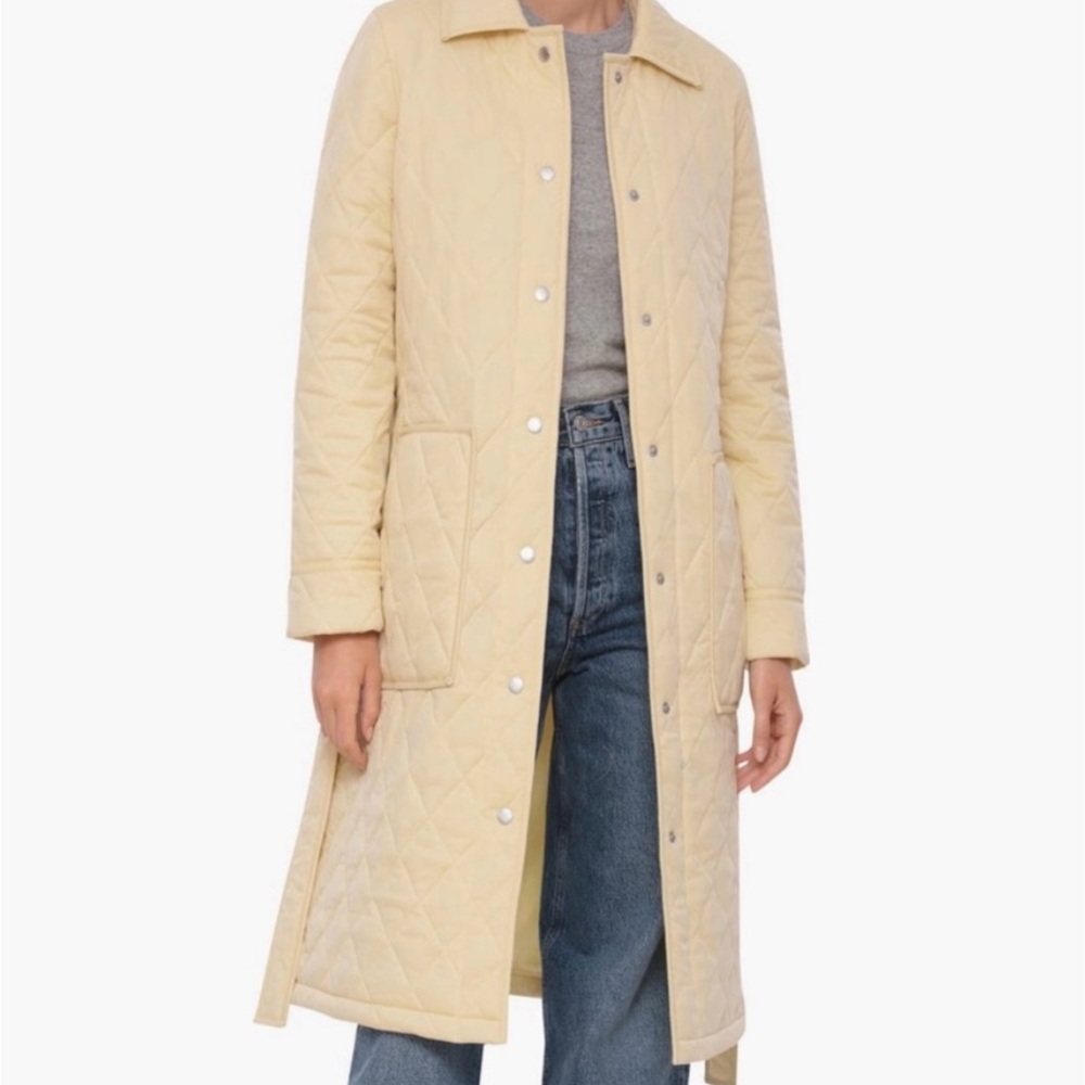 Quilted Longline Coat - Butter Yellow